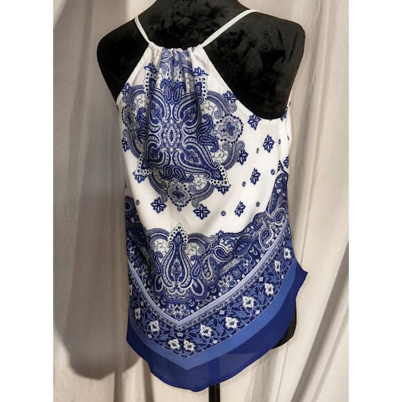 by & by Handkerchief Tank Top, Blue and White, Medium - Picture 6 of 7